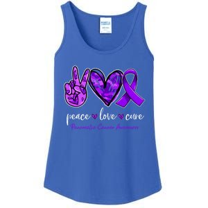 Peace Love Cure Purple Ribbon Pancreatic Cancer Awareness Gift Ladies Essential Tank