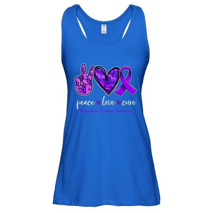 Peace Love Cure Purple Ribbon Pancreatic Cancer Awareness Gift Ladies Essential Flowy Tank