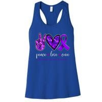 Peace Love Cure Purple Ribbon Pancreatic Cancer Awareness Gift Women's Racerback Tank