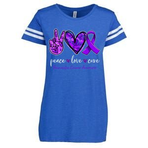 Peace Love Cure Purple Ribbon Pancreatic Cancer Awareness Gift Enza Ladies Jersey Football T-Shirt