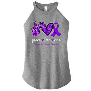 Peace Love Cure Purple Ribbon Pancreatic Cancer Awareness Gift Women's Perfect Tri Rocker Tank