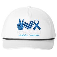 peace love cure grey blue ribbon diabetes awareness Snapback Five-Panel Rope Hat