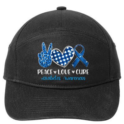 peace love cure grey blue ribbon diabetes awareness 7-Panel Snapback Hat