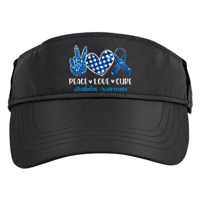 peace love cure grey blue ribbon diabetes awareness Adult Drive Performance Visor