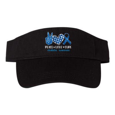 peace love cure grey blue ribbon diabetes awareness Valucap Bio-Washed Visor