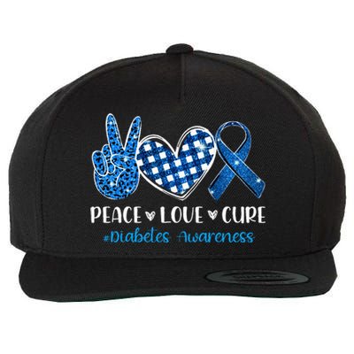 peace love cure grey blue ribbon diabetes awareness Wool Snapback Cap