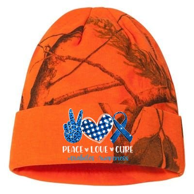 peace love cure grey blue ribbon diabetes awareness Kati Licensed 12" Camo Beanie