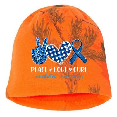 peace love cure grey blue ribbon diabetes awareness Kati - Camo Knit Beanie