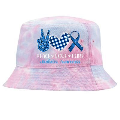 peace love cure grey blue ribbon diabetes awareness Tie-Dyed Bucket Hat