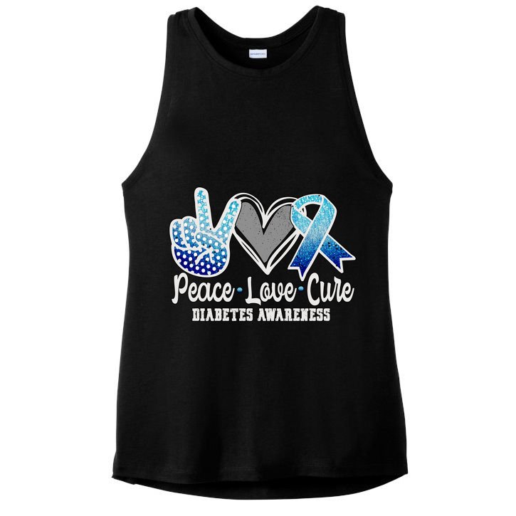Peace Love Cure Diabetes Awareness Cool Gift Ladies PosiCharge Tri-Blend Wicking Tank