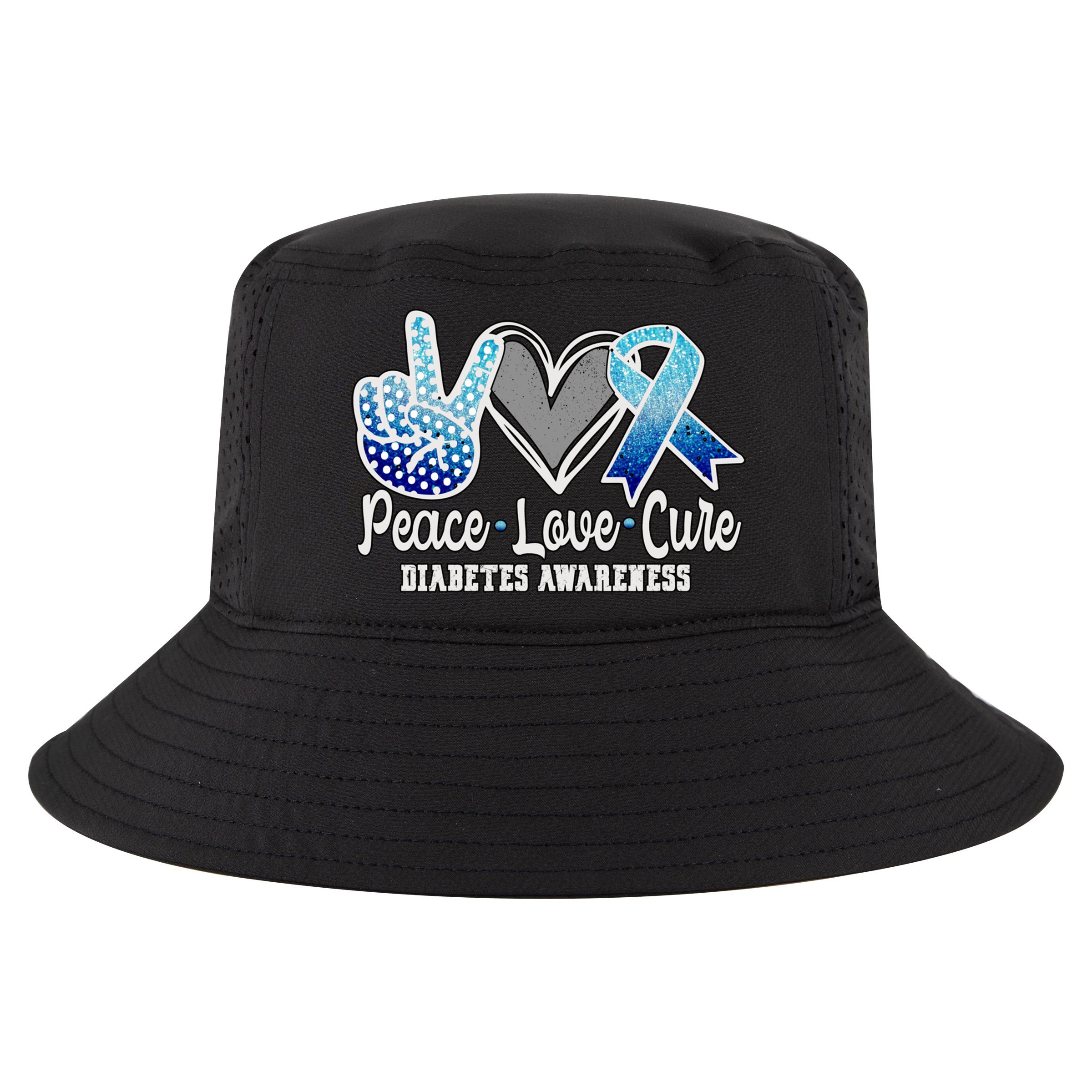 Peace Love Cure Diabetes Awareness Cool Gift Cool Comfort Performance Bucket Hat