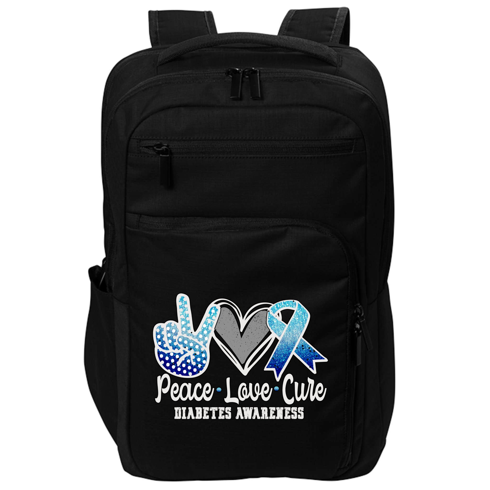 Peace Love Cure Diabetes Awareness Cool Gift Impact Tech Backpack