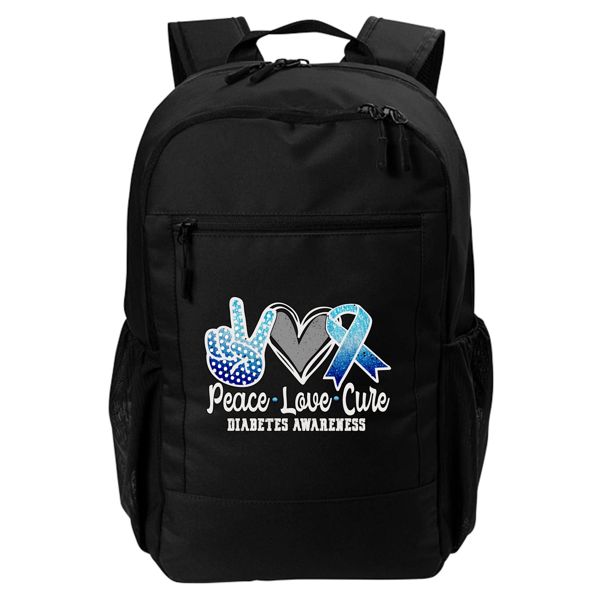 Peace Love Cure Diabetes Awareness Cool Gift Backpack