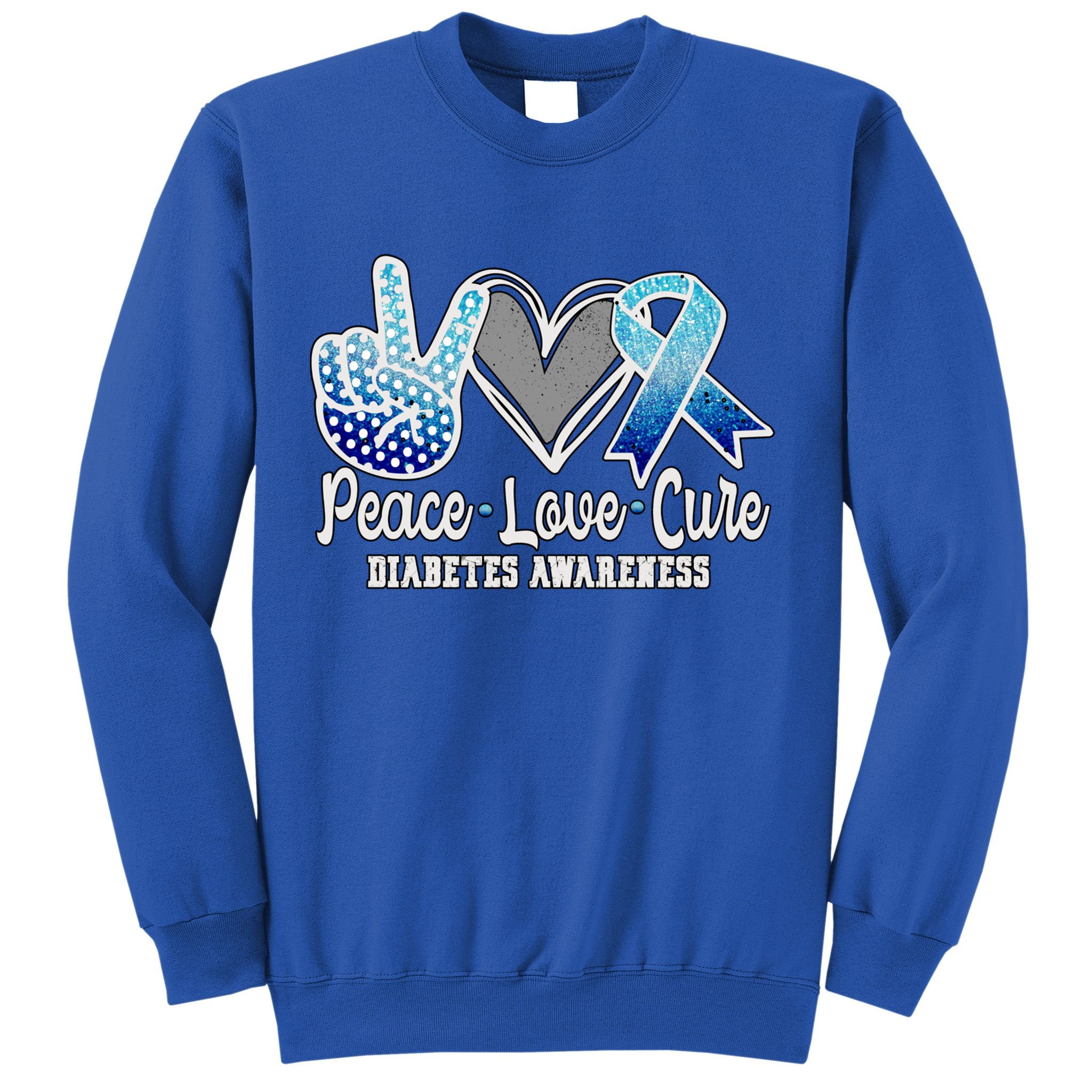 Peace Love Cure Diabetes Awareness Cool Gift Sweatshirt