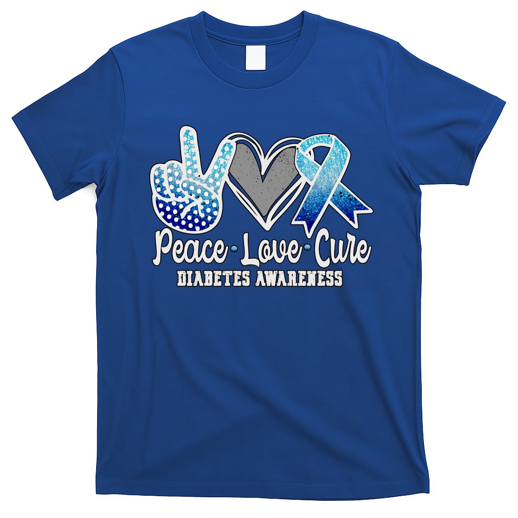 Peace Love Cure Diabetes Awareness Cool Gift T-Shirt