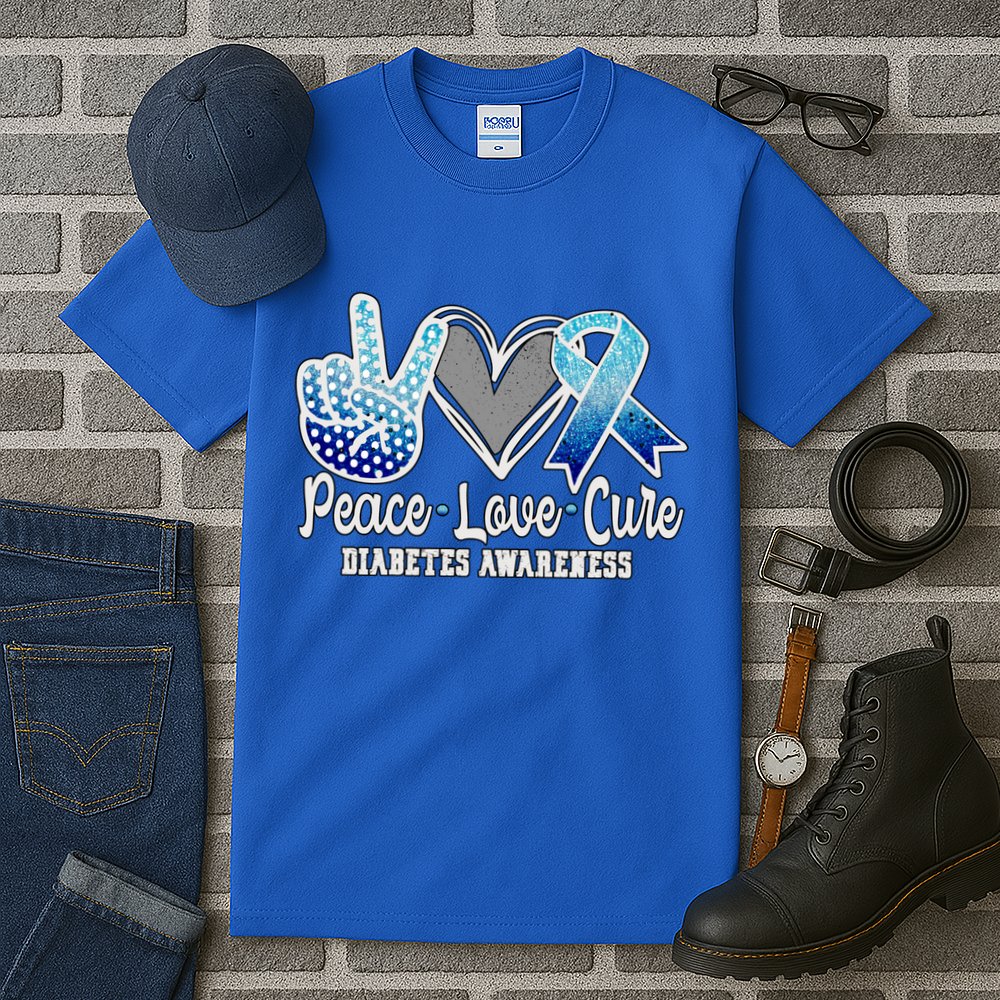 Peace Love Cure Diabetes Awareness Cool Gift Tall T-Shirt