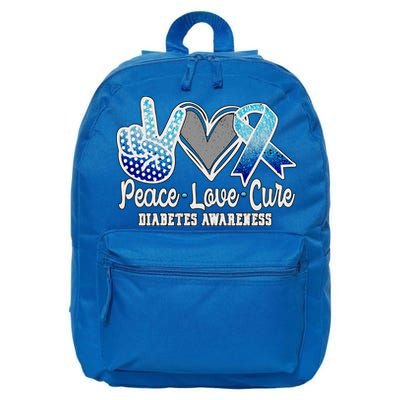 Peace Love Cure Diabetes Awareness Cool Gift 16 in Basic Backpack