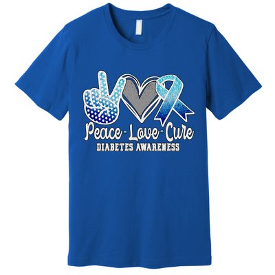 Peace Love Cure Diabetes Awareness Cool Gift Premium T-Shirt