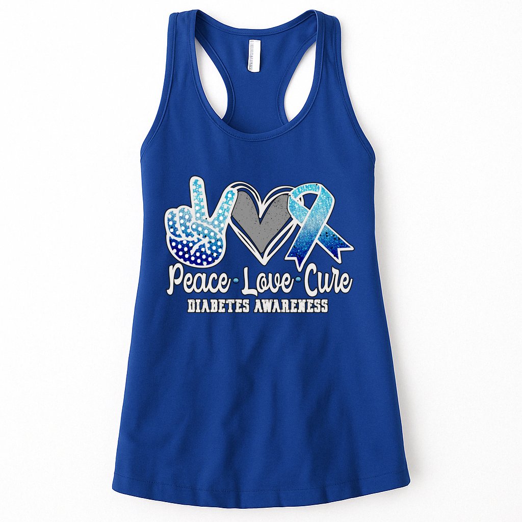 Peace Love Cure Diabetes Awareness Cool Gift Womens Tank Top