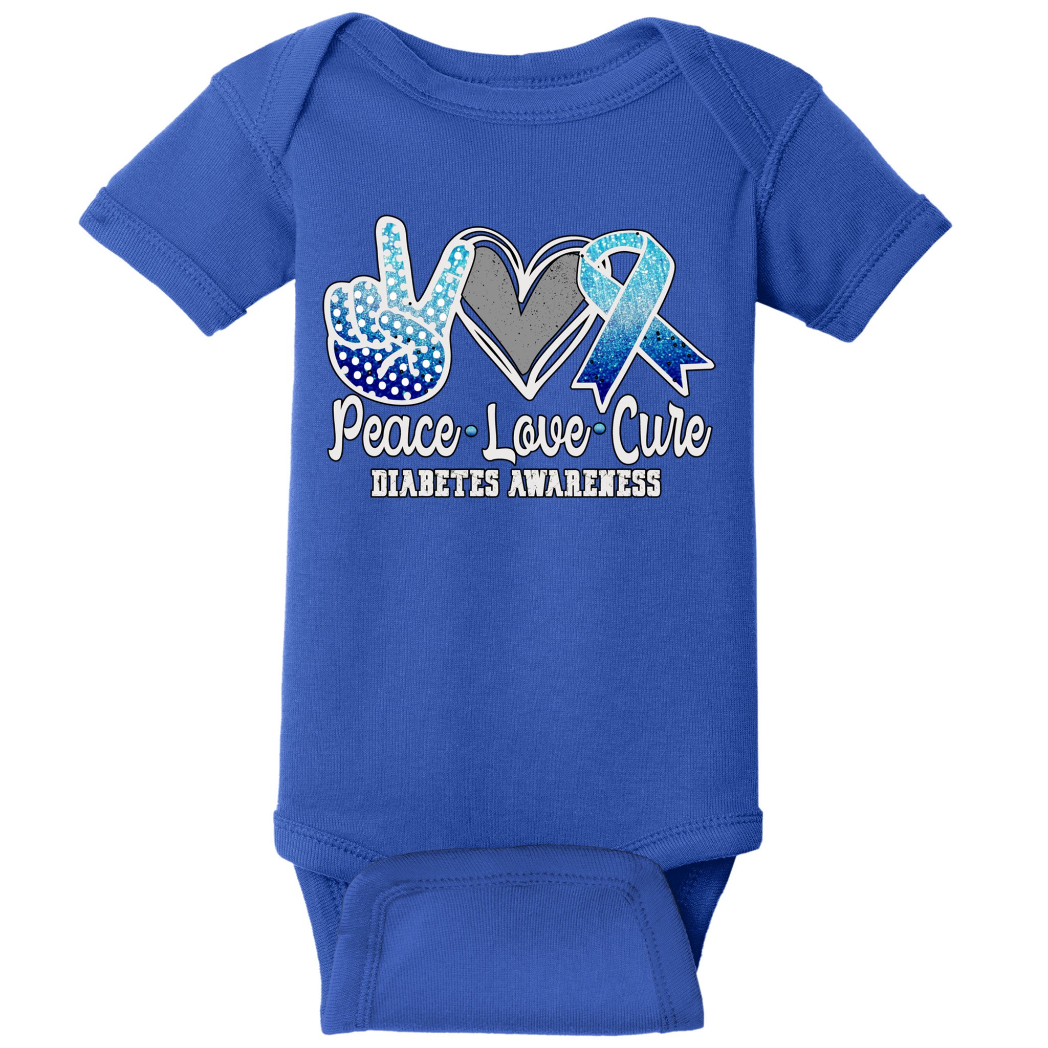 Peace Love Cure Diabetes Awareness Cool Gift Baby Bodysuit