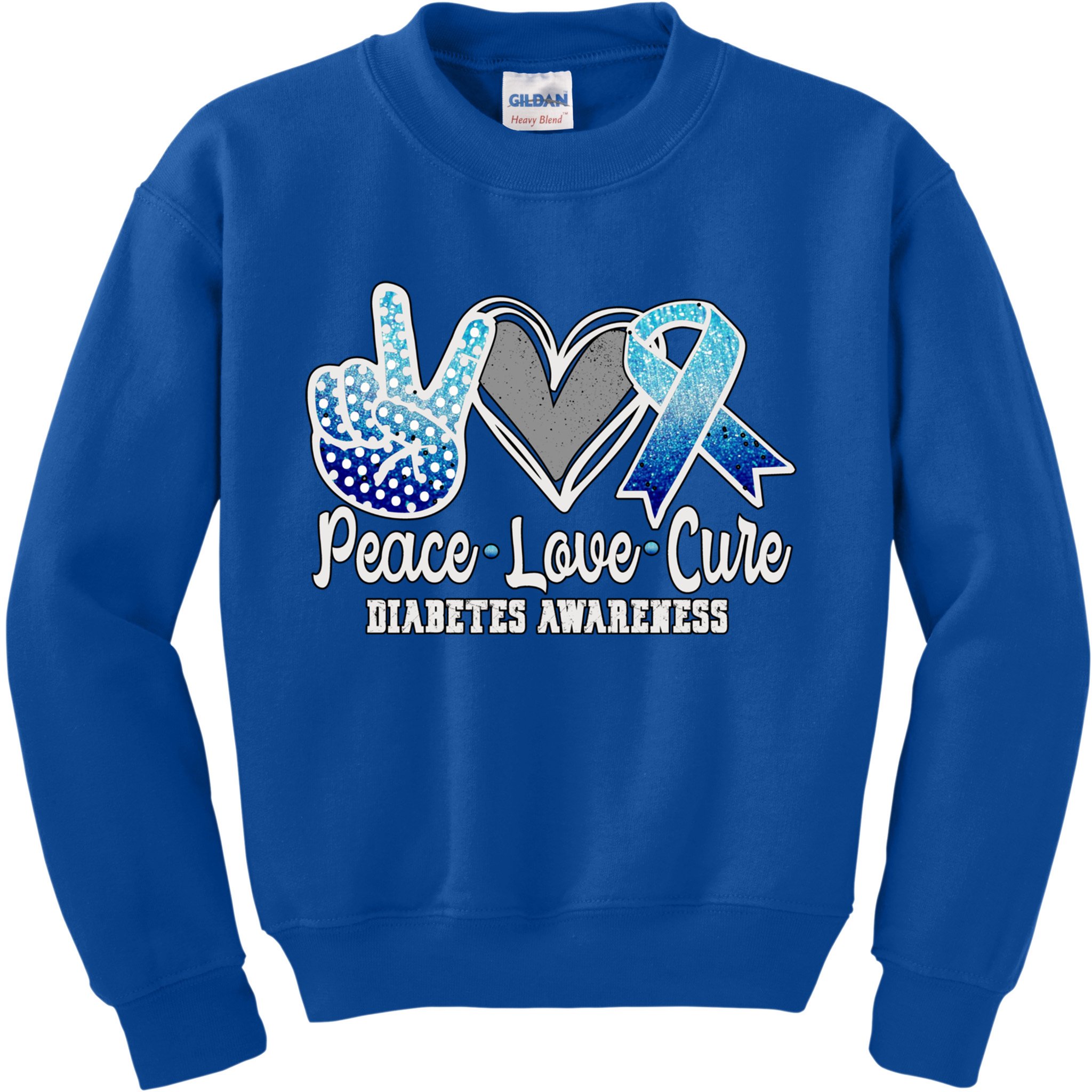 Peace Love Cure Diabetes Awareness Cool Gift Kids Sweatshirt
