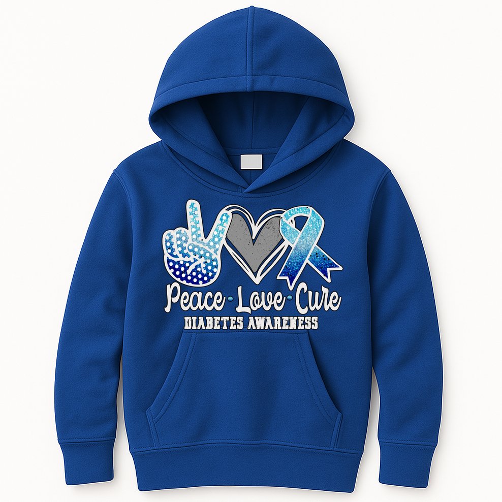 Peace Love Cure Diabetes Awareness Cool Gift Kids Hoodie