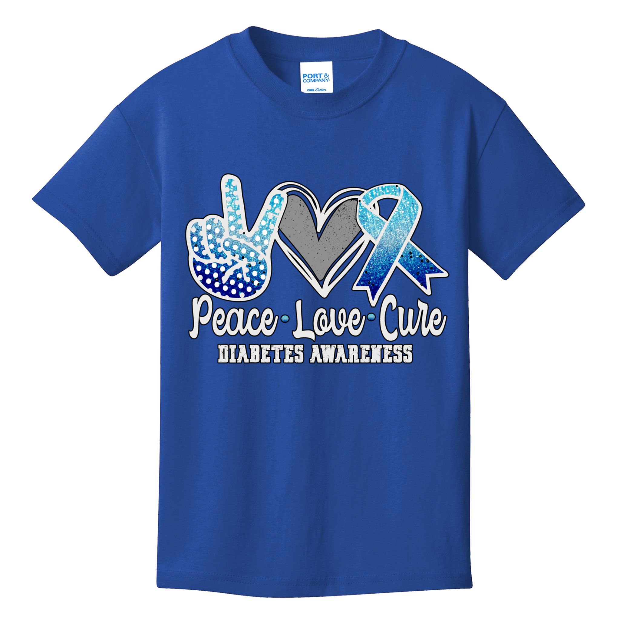 Peace Love Cure Diabetes Awareness Cool Gift Kids T-Shirt