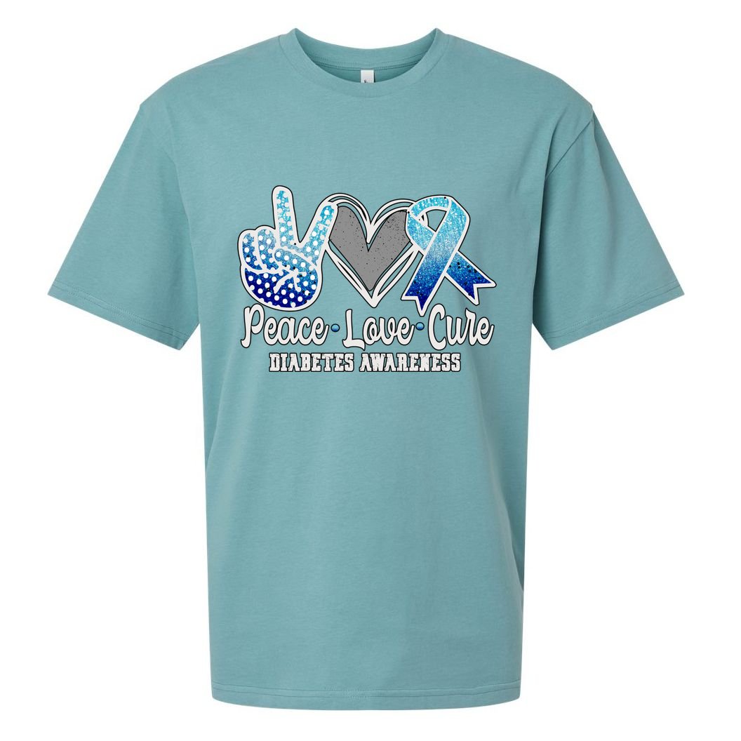 Peace Love Cure Diabetes Awareness Cool Gift Sueded Cloud Jersey T-Shirt