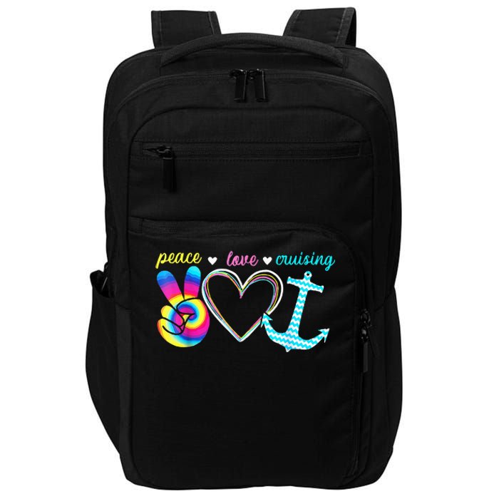 Peace Love Cruising Ship Hippie Floating Ocean Beach Lover Impact Tech Backpack