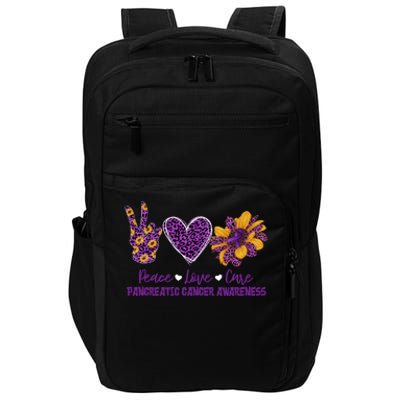 Peace Love Cure Sunflower Pancreatic Cancer Awareness Funny Gift Impact Tech Backpack