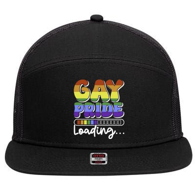 Pride Loading Cute Lgbtq Rainbow Flag Lgbt Gift Great Gift 7 Panel Mesh Trucker Snapback Hat