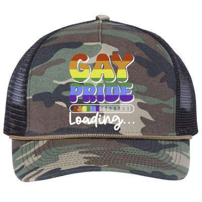 Pride Loading Cute Lgbtq Rainbow Flag Lgbt Gift Great Gift Retro Rope Trucker Hat Cap