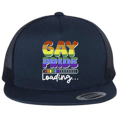 Pride Loading Cute Lgbtq Rainbow Flag Lgbt Gift Great Gift Flat Bill Trucker Hat