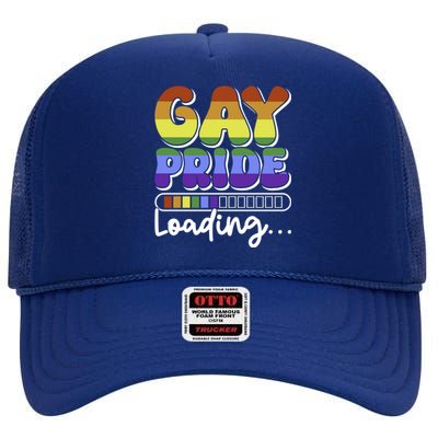 Pride Loading Cute Lgbtq Rainbow Flag Lgbt Gift Great Gift High Crown Mesh Back Trucker Hat