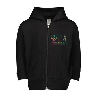 Peace Love Cure Metastatic Breast Cancer Awareness Toddler Zip Fleece Hoodie