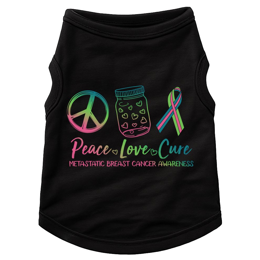 Peace Love Cure Metastatic Breast Cancer Awareness Doggie Tank