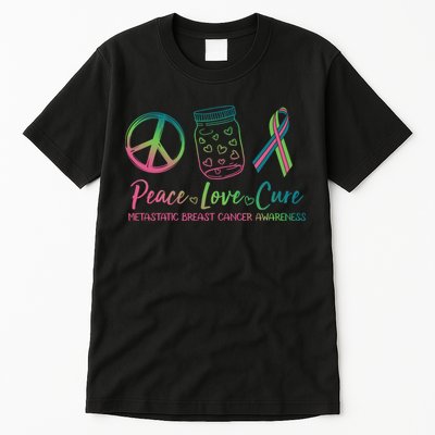 Peace Love Cure Metastatic Breast Cancer Awareness Tall T-Shirt