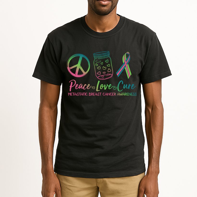Peace Love Cure Metastatic Breast Cancer Awareness Tall T-Shirt