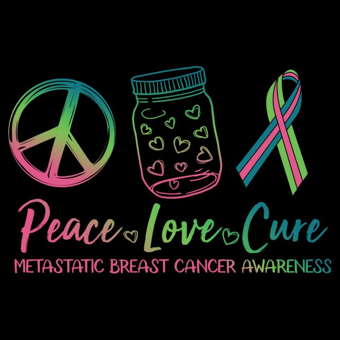 Peace Love Cure Metastatic Breast Cancer Awareness Backpack