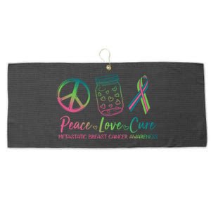 Peace Love Cure Metastatic Breast Cancer Awareness Large Microfiber Waffle Golf Towel