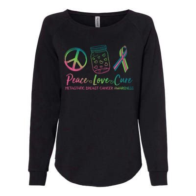 Peace Love Cure Metastatic Breast Cancer Awareness Womens California Wash Sweatshirt