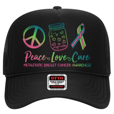 Peace Love Cure Metastatic Breast Cancer Awareness Trucker Hat