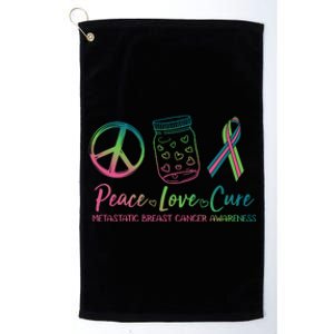 Peace Love Cure Metastatic Breast Cancer Awareness Platinum Collection Golf Towel