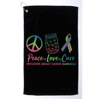 Peace Love Cure Metastatic Breast Cancer Awareness Platinum Collection Golf Towel