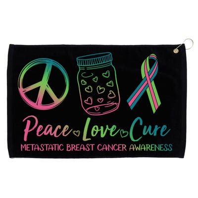 Peace Love Cure Metastatic Breast Cancer Awareness Grommeted Golf Towel