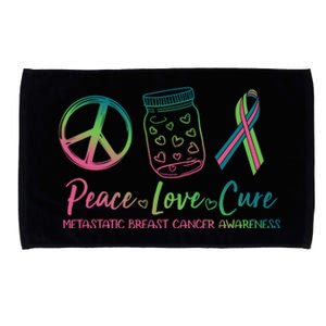 Peace Love Cure Metastatic Breast Cancer Awareness Microfiber Hand Towel