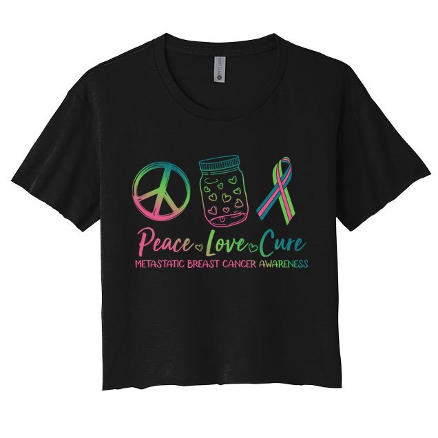 Peace Love Cure Metastatic Breast Cancer Awareness Crop Top