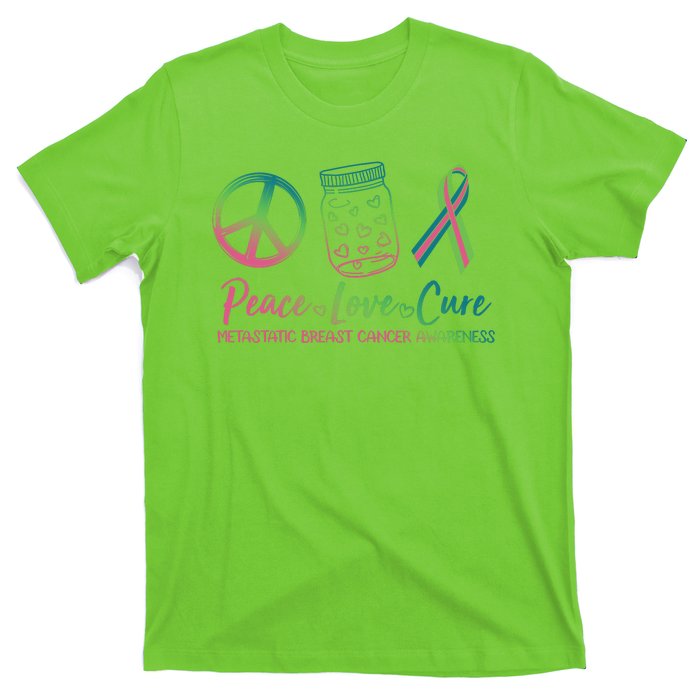 Peace Love Cure Metastatic Breast Cancer Awareness T-Shirt