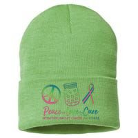 Peace Love Cure Metastatic Breast Cancer Awareness Sustainable Knit Beanie