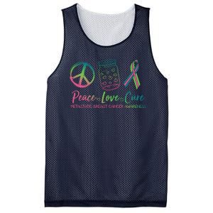 Peace Love Cure Metastatic Breast Cancer Awareness Mesh Reversible Basketball Jersey Tank